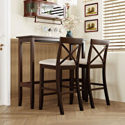 Farmhouse rectangular dark walnut wood bar height dining set with 2 chairs main photo