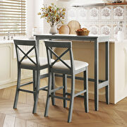W117 (Gray) Farmhouse rectangular gray wood bar height dining set with 2 chairs