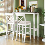 W117 (Cherry) Farmhouse rectangular cherry/ white wood bar height dining set with 2 chairs
