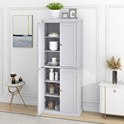 AAE296 (White) Kitchen storage cabinet organizer with 4 doors in white