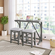 WF298 (Gray) Farmhouse 3-piece counter height dining table set with usb port and upholstered stools in gray