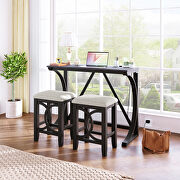 WF298 (Espresso) Farmhouse 3-piece counter height dining table set with usb port and upholstered stools in espresso