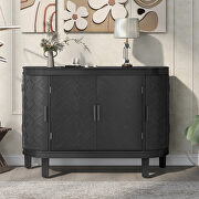 Black wooden u-style accent storage cabinet with antique pattern doors main photo