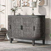 ZH298 (Gray) Antique gray wooden u-style accent storage cabinet with antique pattern doors
