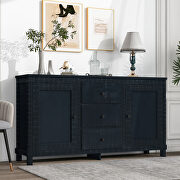 WF299 (Black) Retro solid wood buffet cabinet with 2 storage cabinets in antique black