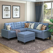 U_style blue line-like symmetrical sectioanl sofa with ottoman