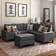 U_style gray line-like symmetrical sectioanl sofa with ottoman main photo