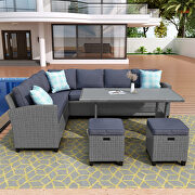 5 piece outdoor conversation set all weather wicker sectional sofa couch dining table chair with ottoman