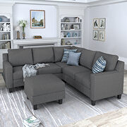 U_style 2 piece rivet gray linen-like fabric upholstered set with cushions main photo