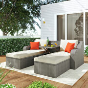 U_style 3-piece patio wicker sofa set with beige cushions pillows ottomans and lift top coffee table main photo
