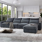 WY002 (Gray) Dark gray linen u-style feather filled sectional sofa with reversible chaise