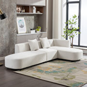 WY297 (Beige) Beige chenille u-style luxury modern upholstery sofa