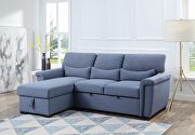 Blue fabric sleeper sectional sofa with storage main photo
