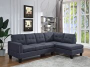 L475 (Gray) Gray linen right facing sectional sofa