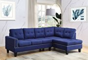 L475 (Blue) Blue linen right facing sectional sofa