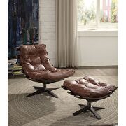 W872 (Brown) Antique brown top grain leather chair and ottoman