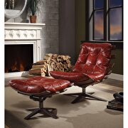 Antique red top grain leather chair and ottoman main photo