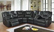 Power reclining sectional made with faux leather in black main photo