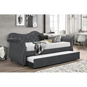Upholstered velvet wood daybed with trundle in gray main photo