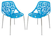 Asbury (Blue) Blue strong molded polypropylene seat and metal legs dining chairs/ set of 2