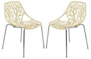 Cream strong molded polypropylene seat and metal legs dining chairs/ set of 2 main photo