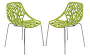 Green strong molded polypropylene seat and metal legs dining chairs/ set of 2 main photo