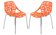 Orange strong molded polypropylene seat and metal legs dining chairs/ set of 2 main photo