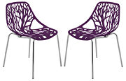 Purple strong molded polypropylene seat and metal legs dining chairs/ set of 2 main photo