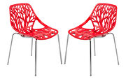 Red strong molded polypropylene seat and metal legs dining chairs/ set of 2 main photo