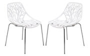 Asbury (White) White strong molded polypropylene seat and metal legs dining chairs/ set of 2