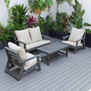 Beige cushions poly lumber 4-piece weather resistant patio conversation set main photo