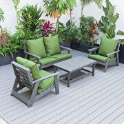 Alpine (Dark Green) Dark green cushions poly lumber 4-piece weather resistant patio conversation set