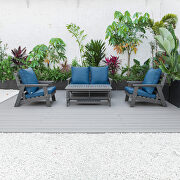 Alpine (Navy Blue) Navy blue cushions poly lumber 4-piece weather resistant patio conversation set