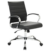 Black faux leather and polished steel frame swivel office chair main photo