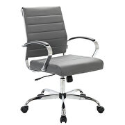 Gray faux leather and polished steel frame swivel office chair main photo