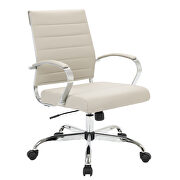 Tan faux leather and polished steel frame swivel office chair main photo