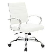 White faux leather and polished steel frame swivel office chair main photo