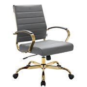 Gray faux leather and polished gold steel frame office chair main photo