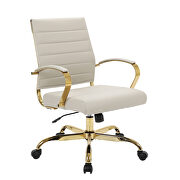 Tan faux leather and polished gold steel frame office chair main photo