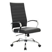Black faux leather adjustable mid-century style office chair main photo