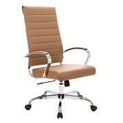 Brown faux leather adjustable mid-century style office chair main photo