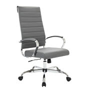 Benmar (Gray) II Gray faux leather adjustable mid-century style office chair