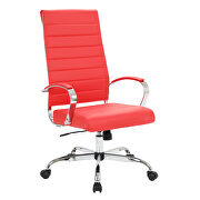 Red faux leather adjustable mid-century style office chair main photo