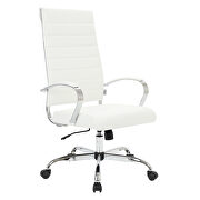 White faux leather adjustable mid-century style office chair main photo