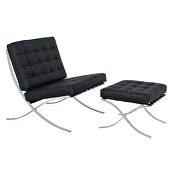 Bellefonte (Black) Black leatherette material thick cushion chair and ottoman