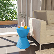 Blue smooth top over a ribbed design bottom side table main photo