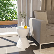White smooth top over a ribbed design bottom side table main photo