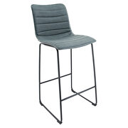 Peacock blue modern leather bar stool with black iron base & footrest main photo