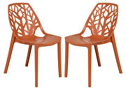 Cornelia (Orange) Solid orange plastic modern dining chair/ set of 2