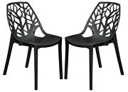 Cornelia (Black) II Solid black plastic dining modern chair/ set of 2